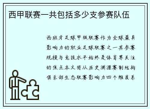 西甲联赛一共包括多少支参赛队伍