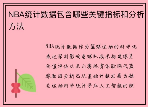 NBA统计数据包含哪些关键指标和分析方法